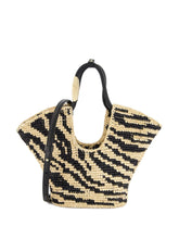 Zimmermann Goldentime Small Raffia and Silk Shopper Bag Black
