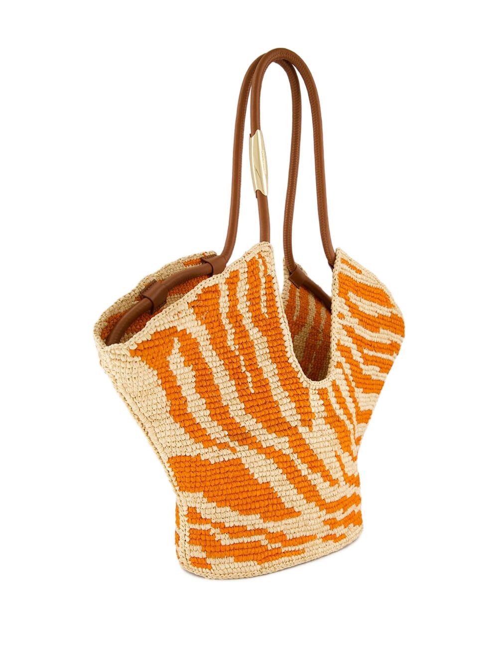 Zimmermann Goldentime Medium Raffia Tote Bag Orange