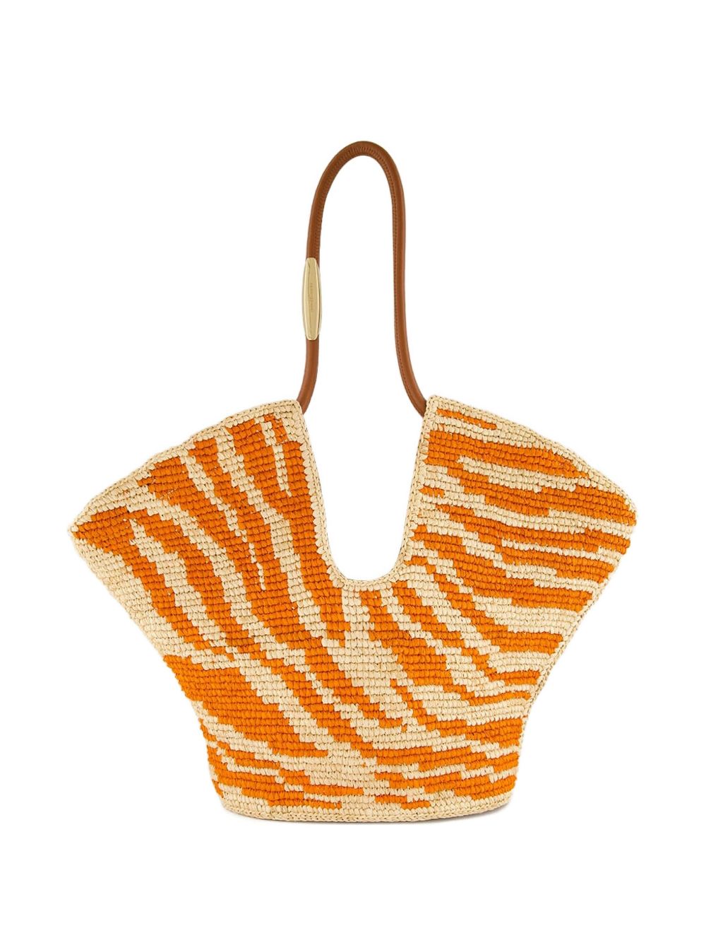 Zimmermann Goldentime Medium Raffia Tote Bag Orange