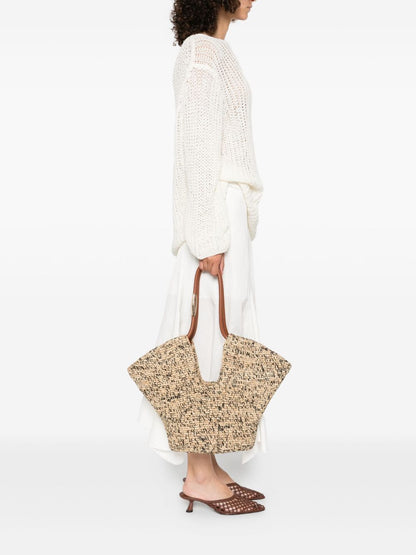 Zimmermann Goldentime Medium Rafia Tote Bag Beige