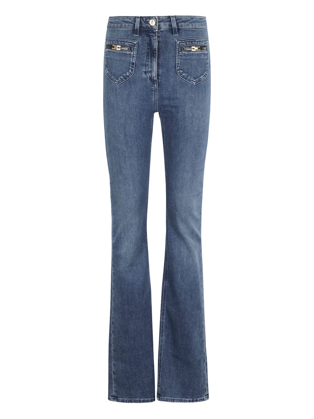 Elisabetta Franchi Flared High-Waist Blue Denim Jeans Blue