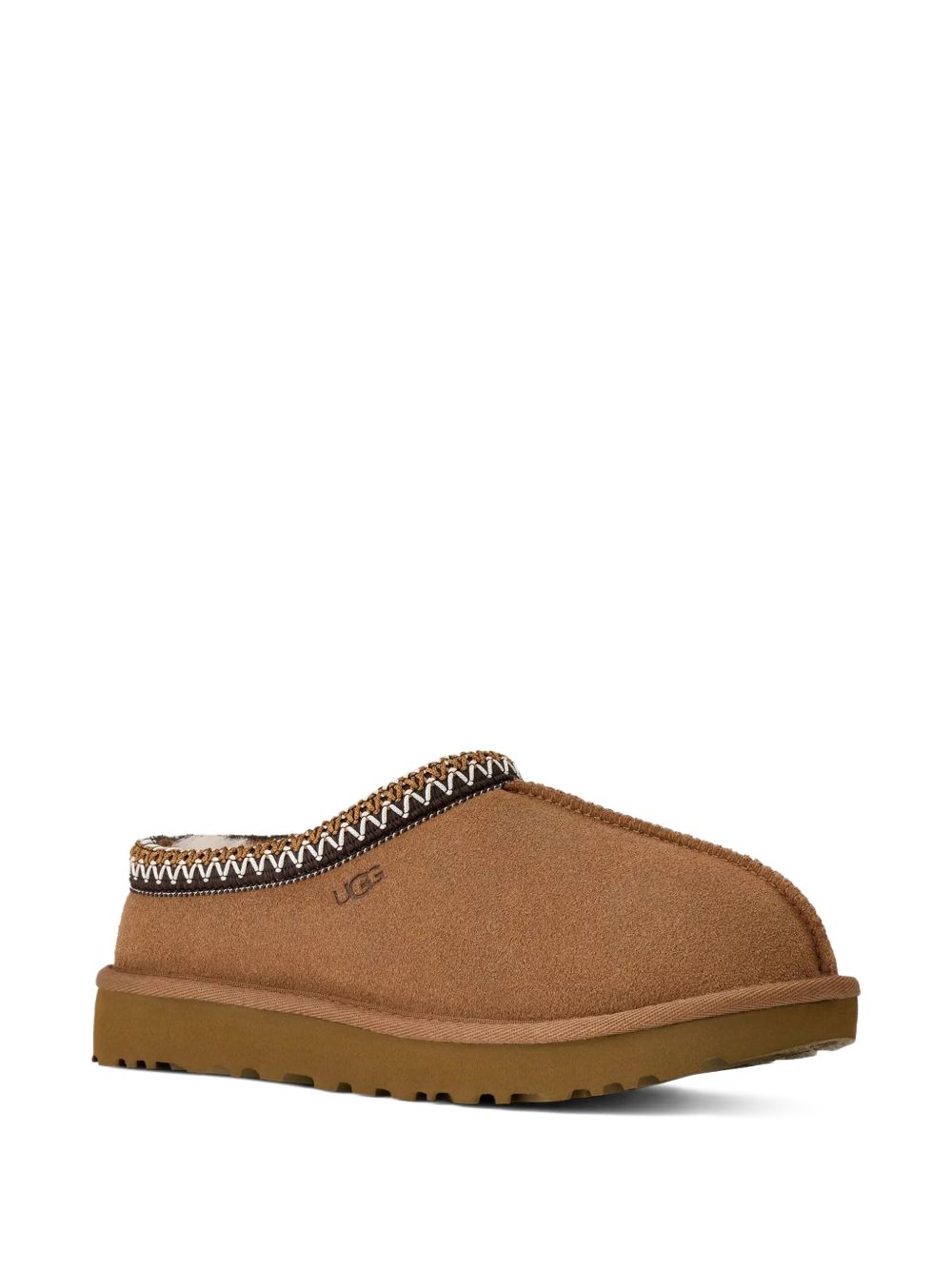 Ugg Australia Shearling-Trim Suede Slippers Beige