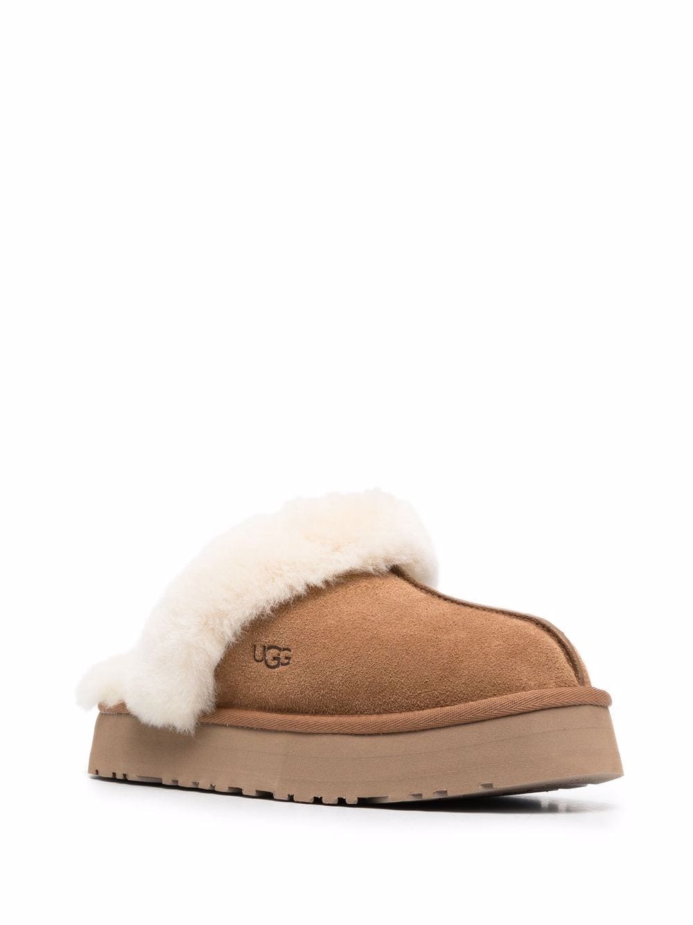 Ugg Australia Sheepskin Suede Platform Sandals Beige
