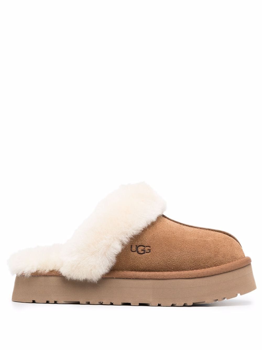 Ugg Australia Sheepskin Suede Platform Sandals Beige