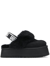 Ugg Australia Funkette Black Shearling and Leather Flatform Sandals Black