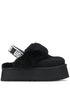 Ugg Australia Funkette Black Shearling and Leather Flatform Sandals Black