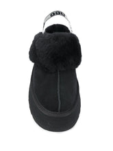 Ugg Australia Funkette Black Shearling and Leather Flatform Sandals Black
