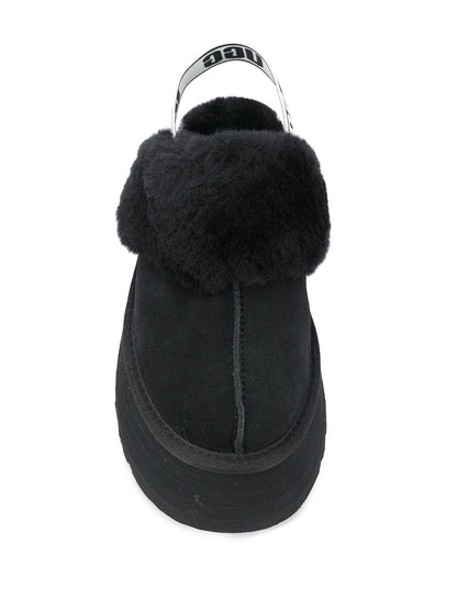 Ugg Australia Funkette Black Shearling and Leather Flatform Sandals Black