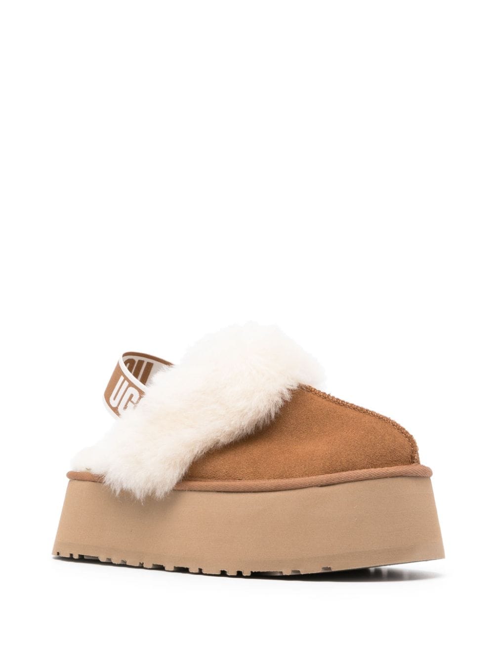 Ugg Australia Funkette Shearling-Trim Suede Platform Sandals Beige