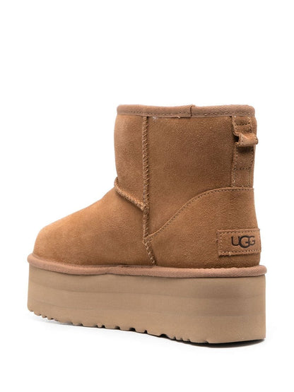 Ugg Australia Classic Mini Platform Suede Boots Beige