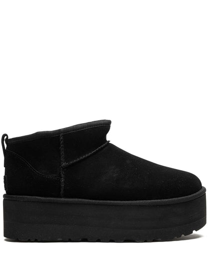 Ugg Australia Classic Ultra Mini Platform Black Suede Ankle Boots Black