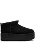 Ugg Australia Classic Ultra Mini Platform Black Suede Ankle Boots Black