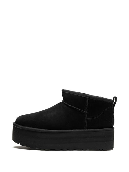 Ugg Australia Classic Ultra Mini Platform Black Suede Ankle Boots Black