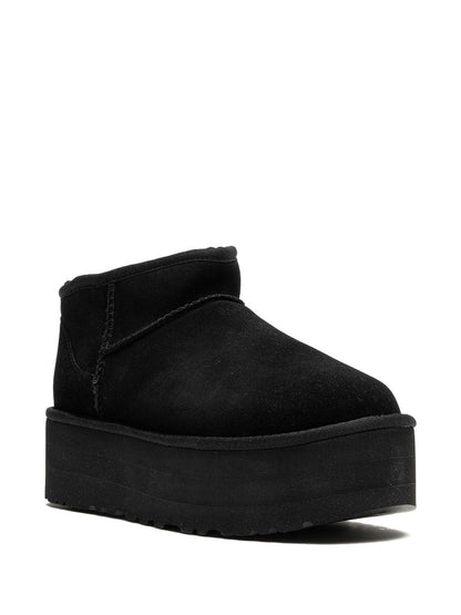 Ugg Australia Classic Ultra Mini Platform Black Suede Ankle Boots Black