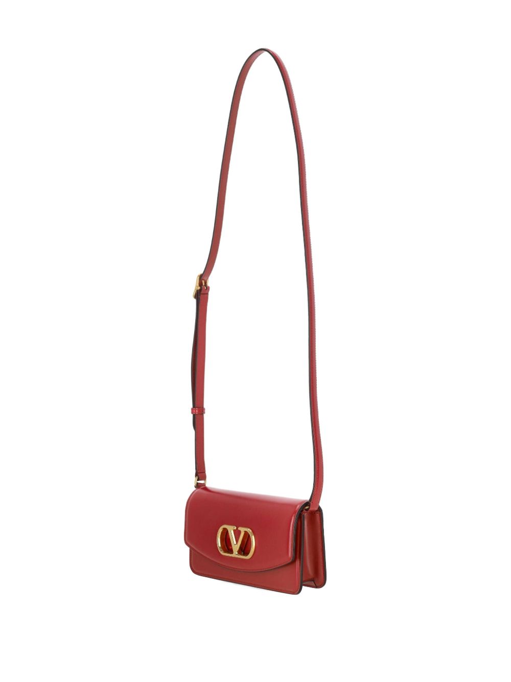 Valentino Garavani Vain Small Shiny Calfskin Shoulder Bag Red