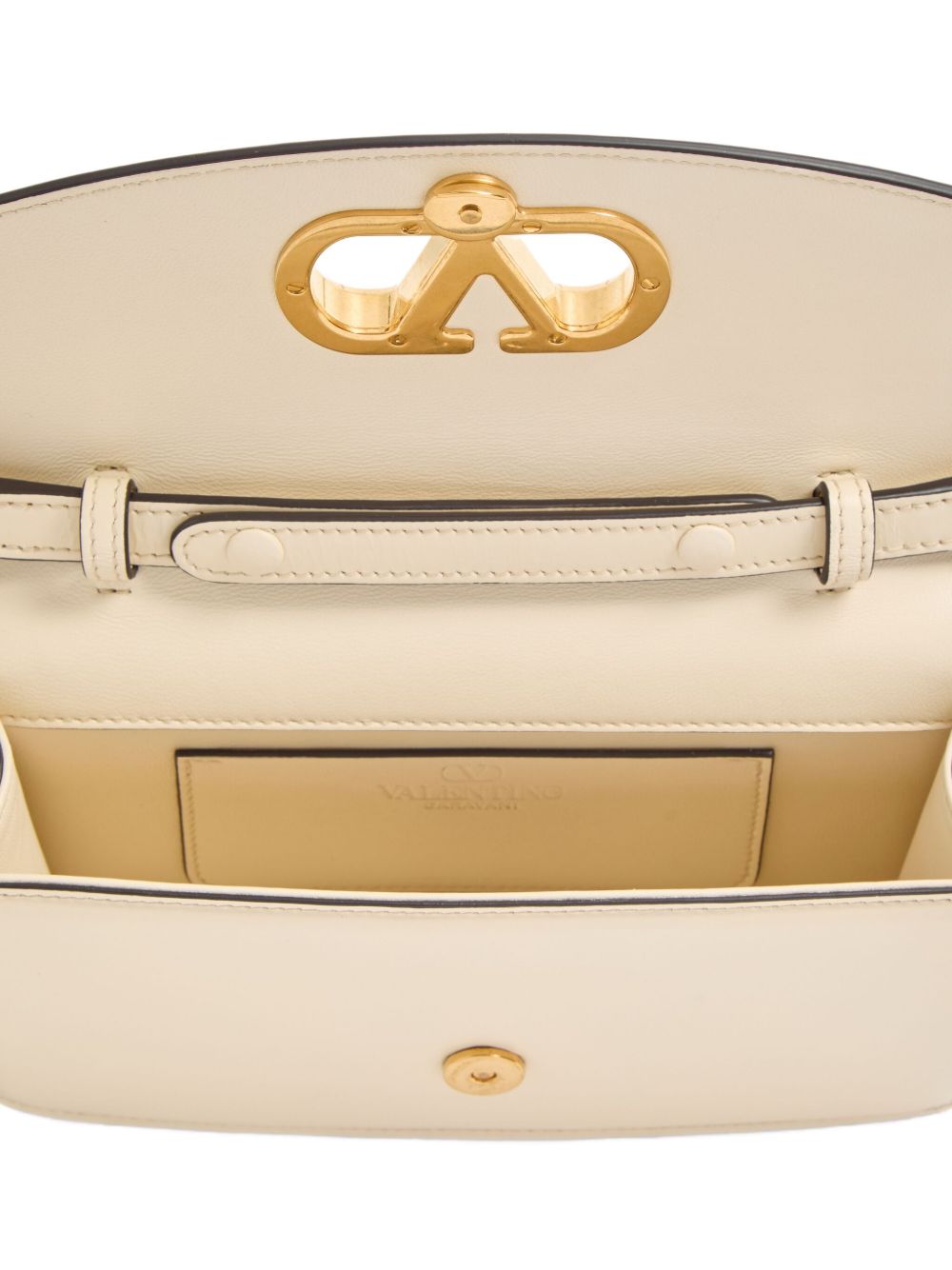 Valentino Garavani Vain Shiny Calfskin Small Clutch Bag White