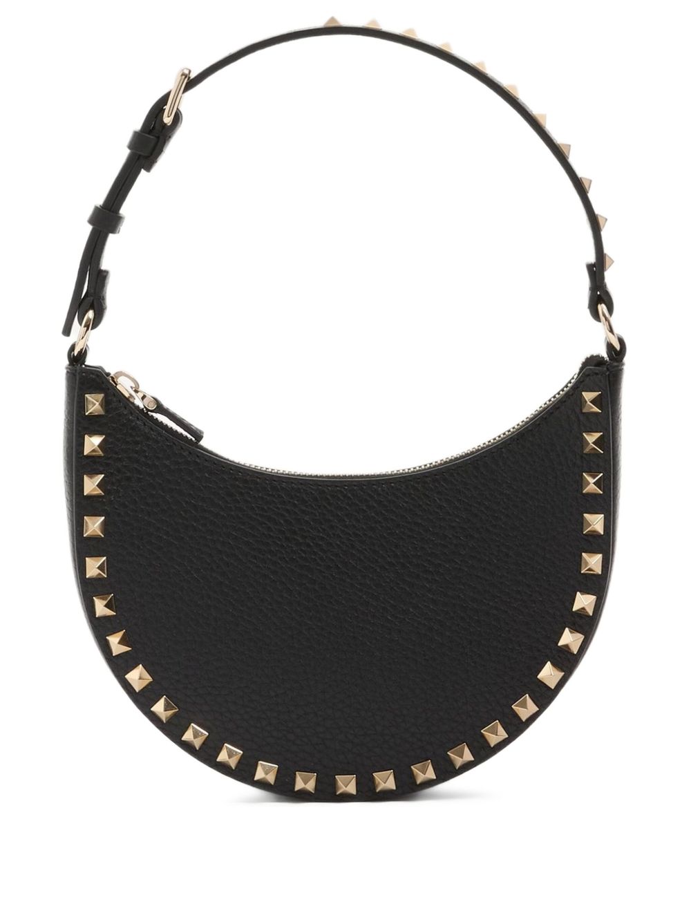 Valentino Garavani Rockstud Mini Hobo Leather Clutch Bag Black black
