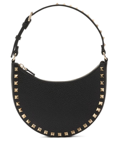 Valentino Garavani Rockstud Mini Hobo Leather Clutch Bag Black black