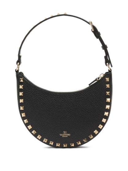 Valentino Garavani Rockstud Mini Hobo Leather Clutch Bag Black black