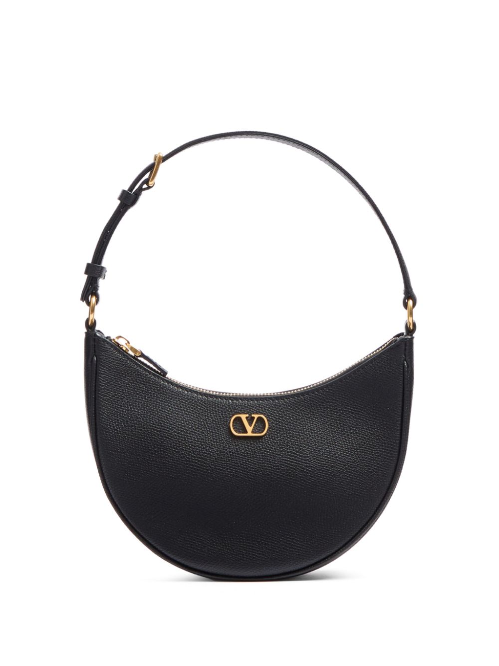 Valentino Garavani VLogo Signature Mini Calf Leather Hobo Bag Black Black
