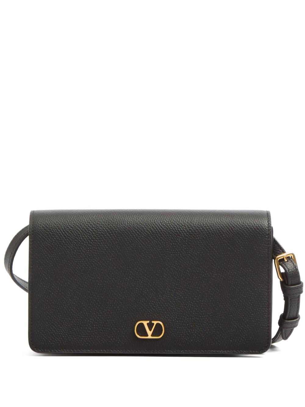 Valentino Garavani VLogo Signature Mini Grained-Leather Clutch Bag Black