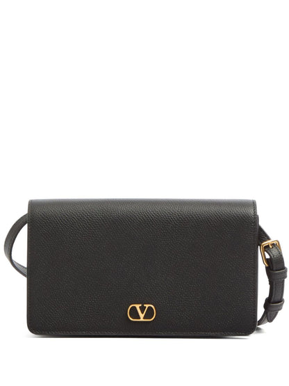 Valentino Garavani VLogo Signature Mini Grained-Leather Clutch Bag Black