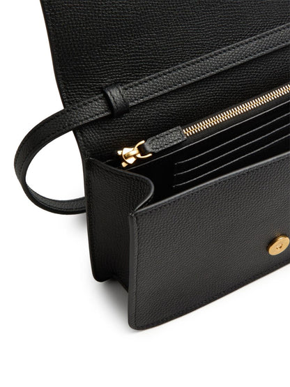 Valentino Garavani VLogo Signature Mini Grained-Leather Clutch Bag Black