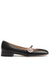 Valentino Garavani Crystal-Embellished Buckle-Strap Calf Leather Ballet Flats Black