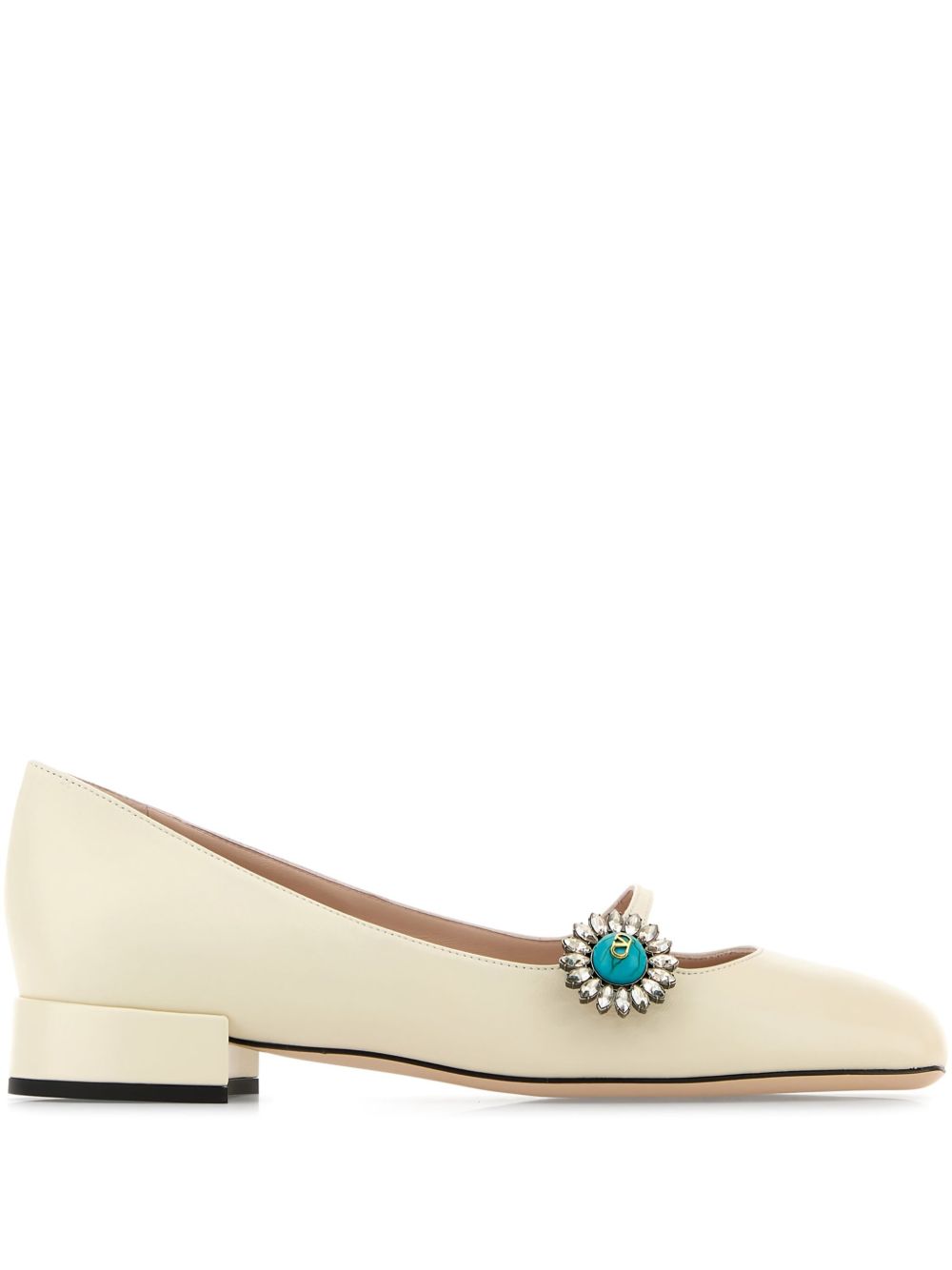 Valentino Garavani Crystal-Embellished Patent Leather Ballet Flats White White