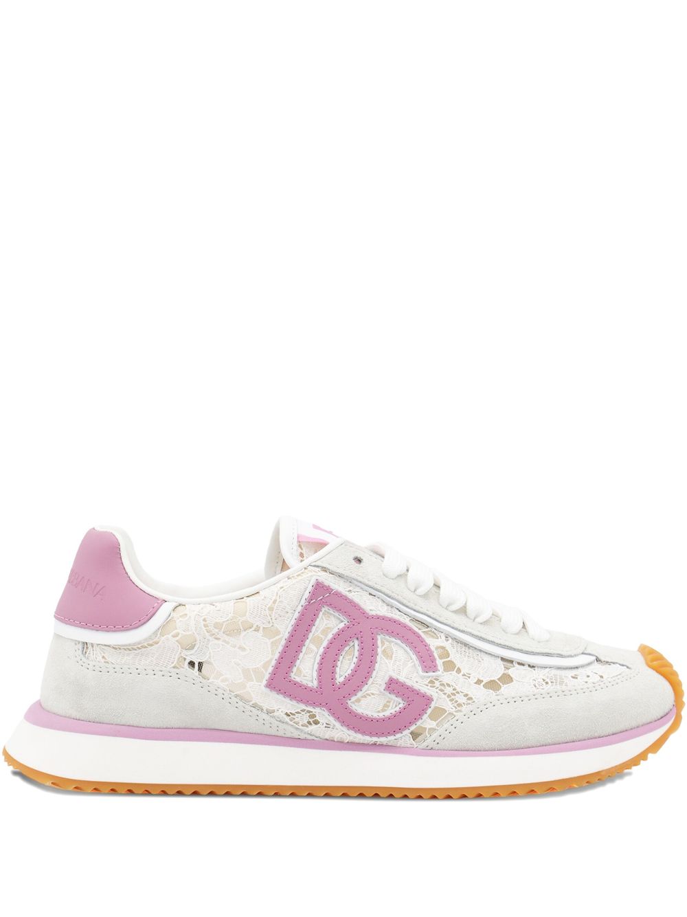 Dolce &amp; Gabbana DG Cushion Sneakers Pink with Black Lace-Up and Logo Patch Pink