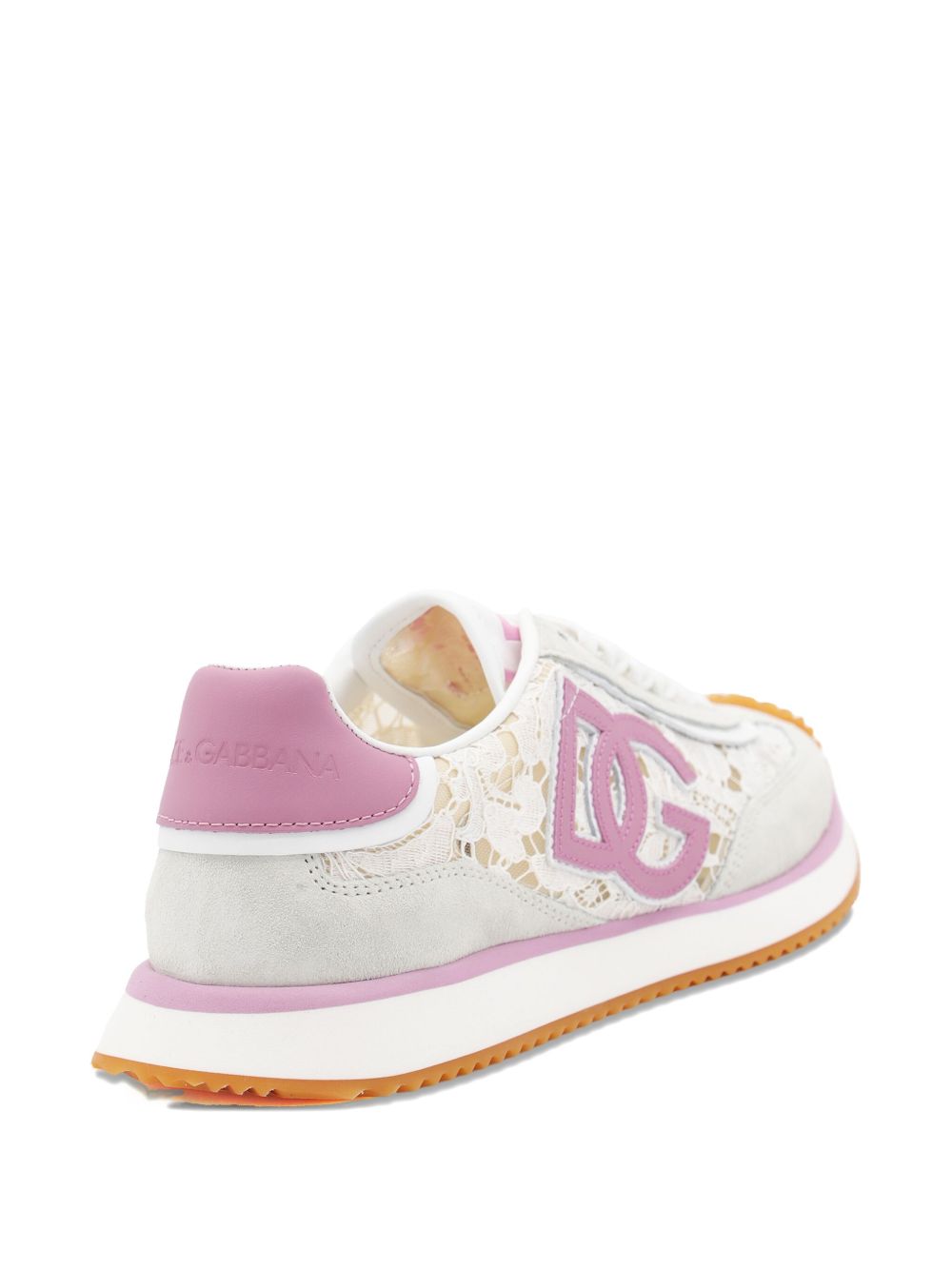 Dolce &amp; Gabbana DG Cushion Sneakers Pink with Black Lace-Up and Logo Patch Pink