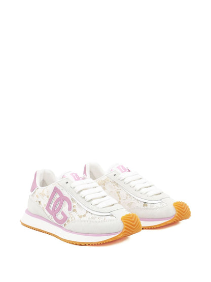 Dolce &amp; Gabbana DG Cushion Sneakers Pink with Black Lace-Up and Logo Patch Pink