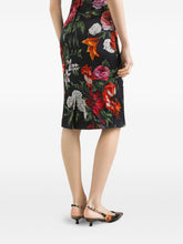 Dolce & Gabbana Satin Printed Sleeveless Black Dress with Square Neck Black