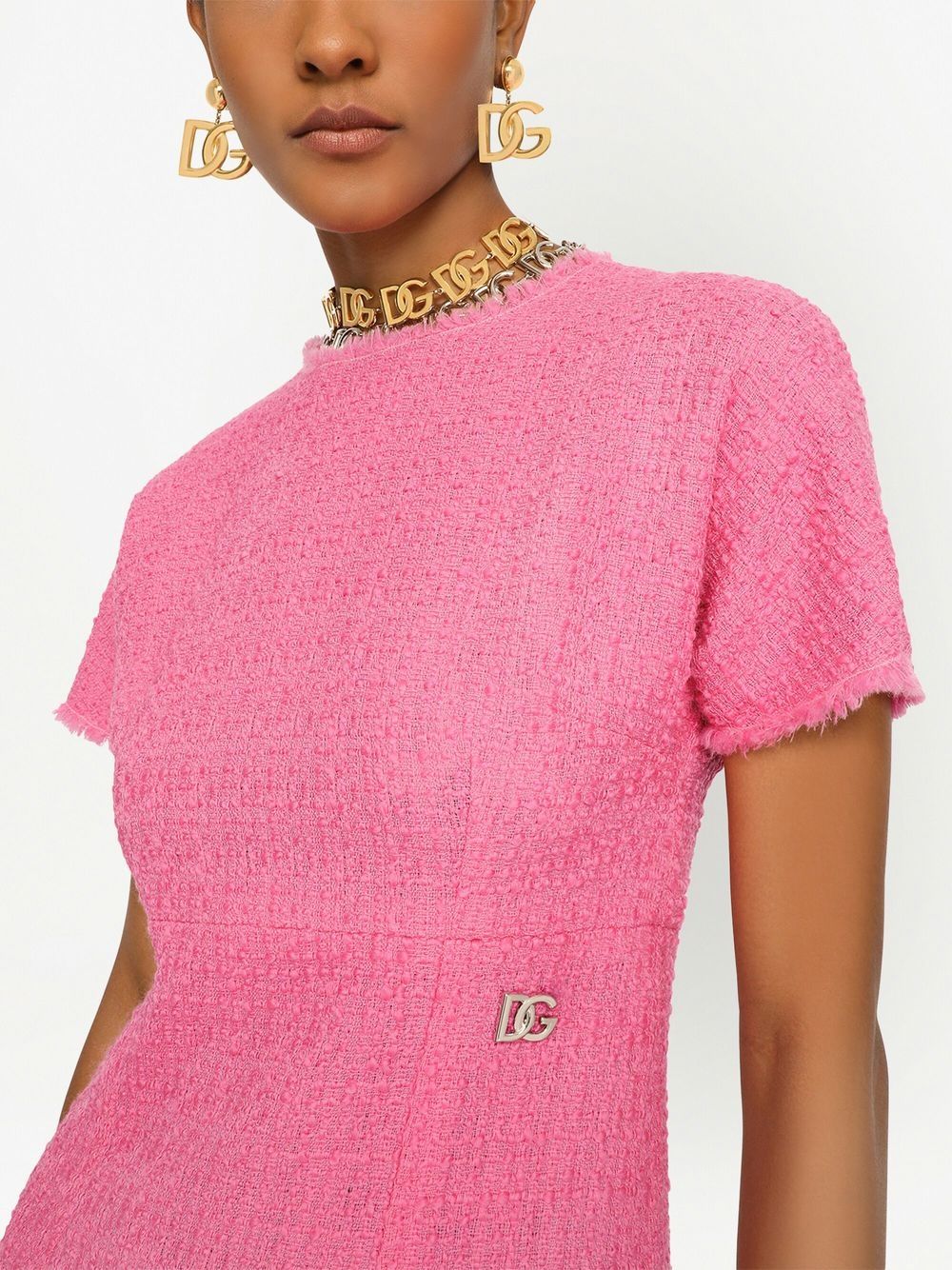 Dolce &amp; Gabbana Rachel Wool Tweed Mini Dress Pink