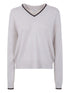 Brunello Cucinelli Cashmere V-Neck Fine Knit Sweater Ivory