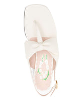 Valentino Garavani Bow-Embellished Leather Slingback Sandals Ivory
