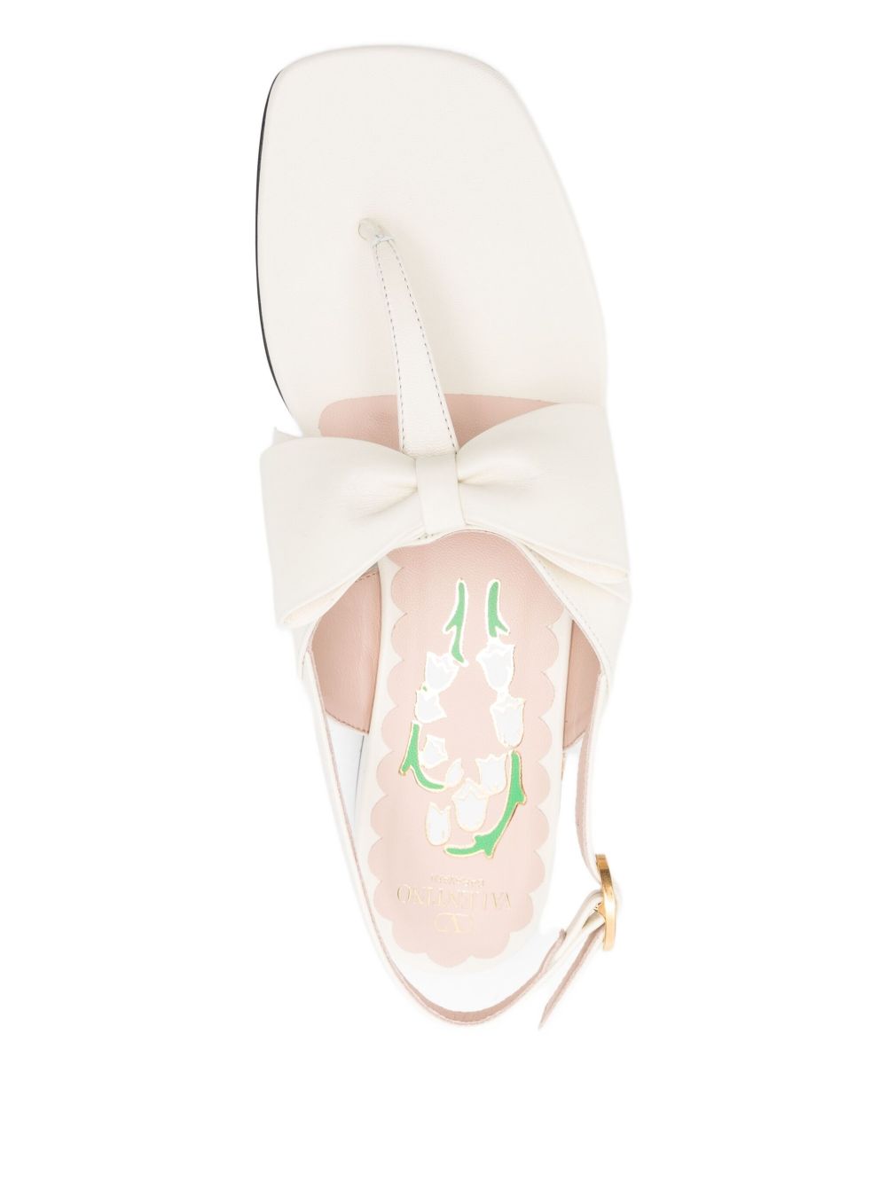 Valentino Garavani Bow-Embellished Leather Slingback Sandals Ivory