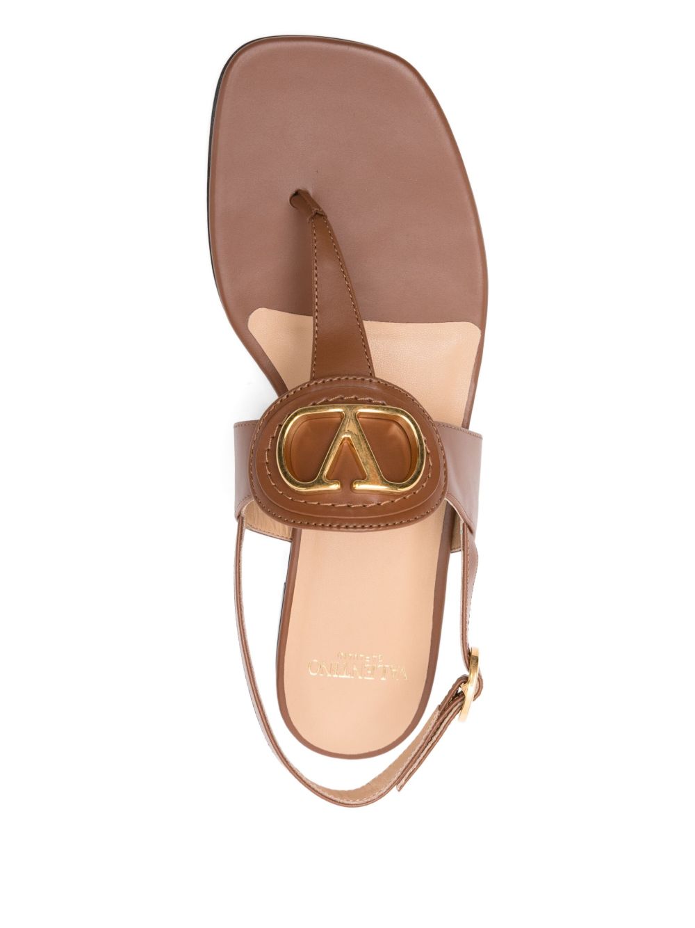 Valentino Garavani VLogo Signature Leather Thong Sandals Leather Brown