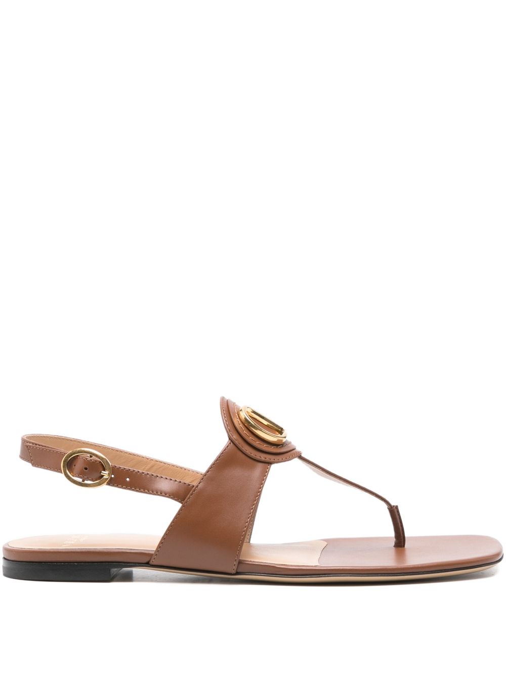 Valentino Garavani VLogo Signature Leather Thong Sandals Leather Brown