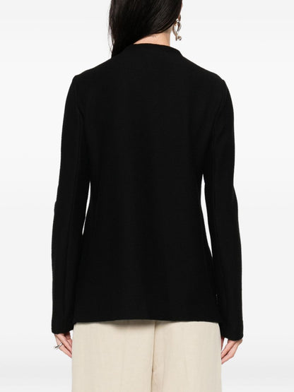 Emporio Armani Asymmetrical Cotton Single-Breasted Jacket Black Black