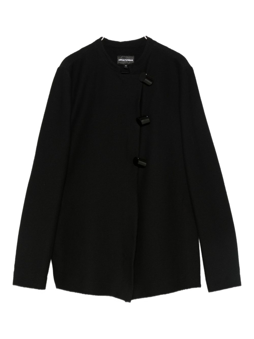 Emporio Armani Asymmetrical Cotton Single-Breasted Jacket Black Black