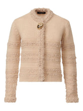 Fabiana Filippi Textured Knit Wool Jacket with Decorative Button Detailing Beige