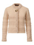 Fabiana Filippi Textured Knit Wool Jacket with Decorative Button Detailing Beige