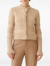 Fabiana Filippi Textured Knit Wool Jacket with Decorative Button Detailing Beige