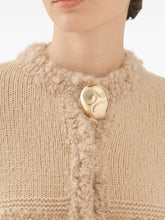 Fabiana Filippi Textured Knit Wool Jacket with Decorative Button Detailing Beige