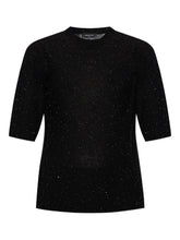 Fabiana Filippi Wool Short-Sleeve Crewneck Top Black black