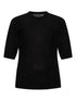 Fabiana Filippi Wool Short-Sleeve Crewneck Top Black black