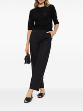 Fabiana Filippi Wool Short-Sleeve Crewneck Top Black black
