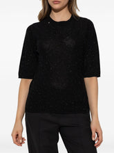Fabiana Filippi Wool Short-Sleeve Crewneck Top Black black