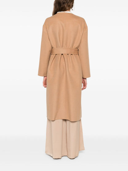 Fabiana Filippi Wool Belted Coat with Self-Tie Belt in Beige Beige